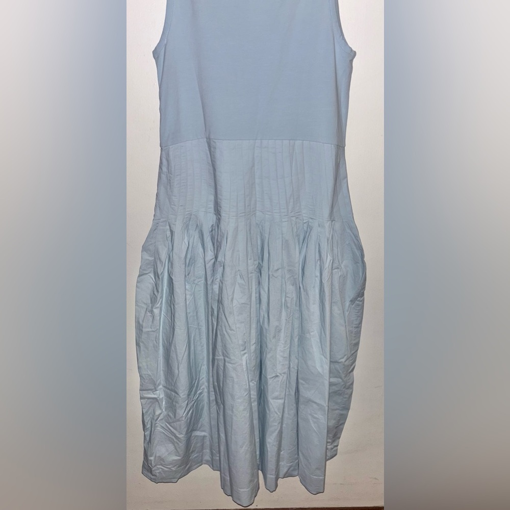 NWT J.Crew Pintuck mixy dress Large Edgewater Light Blue Preppy Midi Flowy - Picture 11 of 14